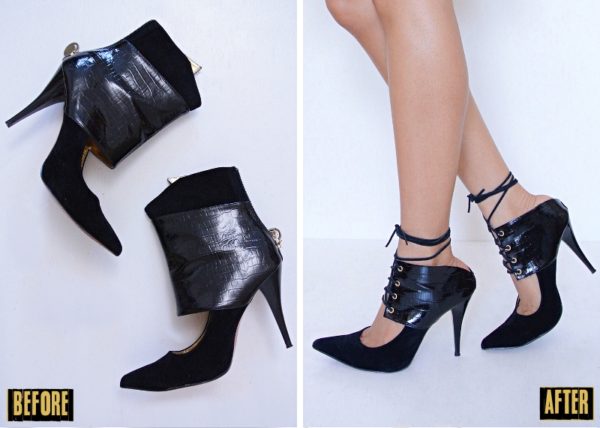 DIY Lace-Up Mule Heels Makeover - Paper Michey