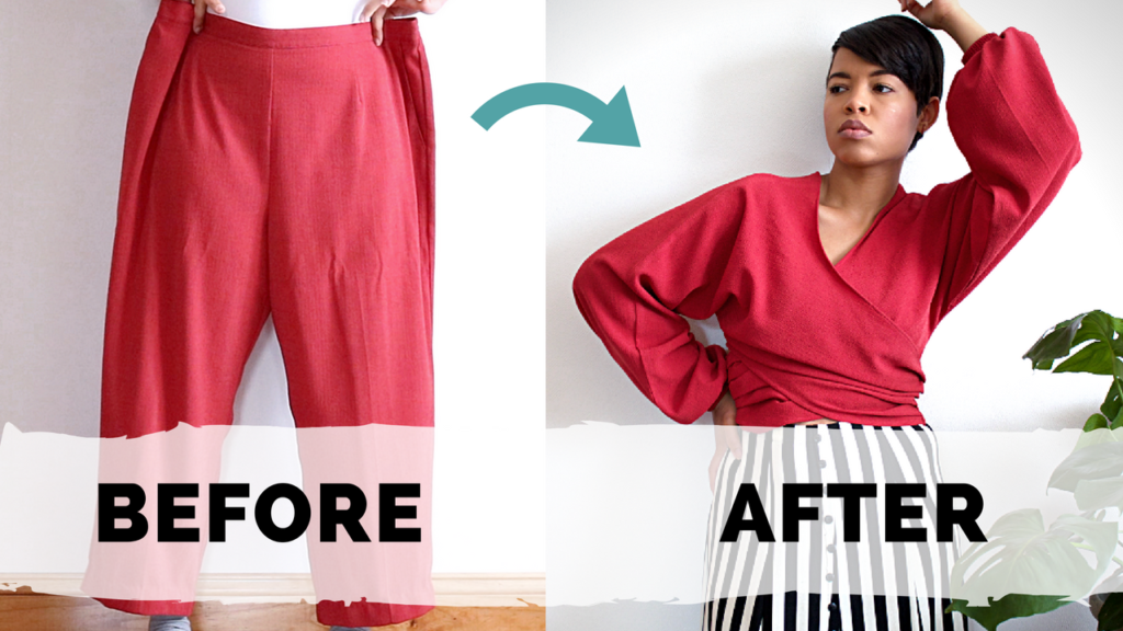 [VIDEO] Pants Turned Crop Wrap Top Refashion - Paper Michey