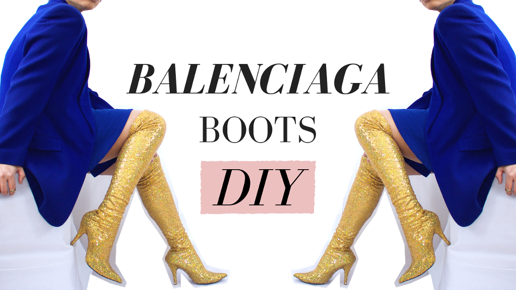 glitter thigh high balenciaga boots