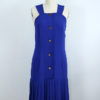 Reworked Blue Pleated Hem Halter Dress - Front