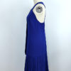 Reworked Blue Pleated Hem Halter Dress - Side
