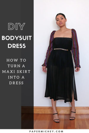 How to turn a Sheer Maxi Skirt into a Bodysuit Dress with Sleeves ...