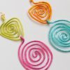 Geometric Colorblock Spiral Wire Wrapped Earrings-Closeup