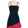 Reworked Navy Red Polka Dot Pleated Hem Mini Dress