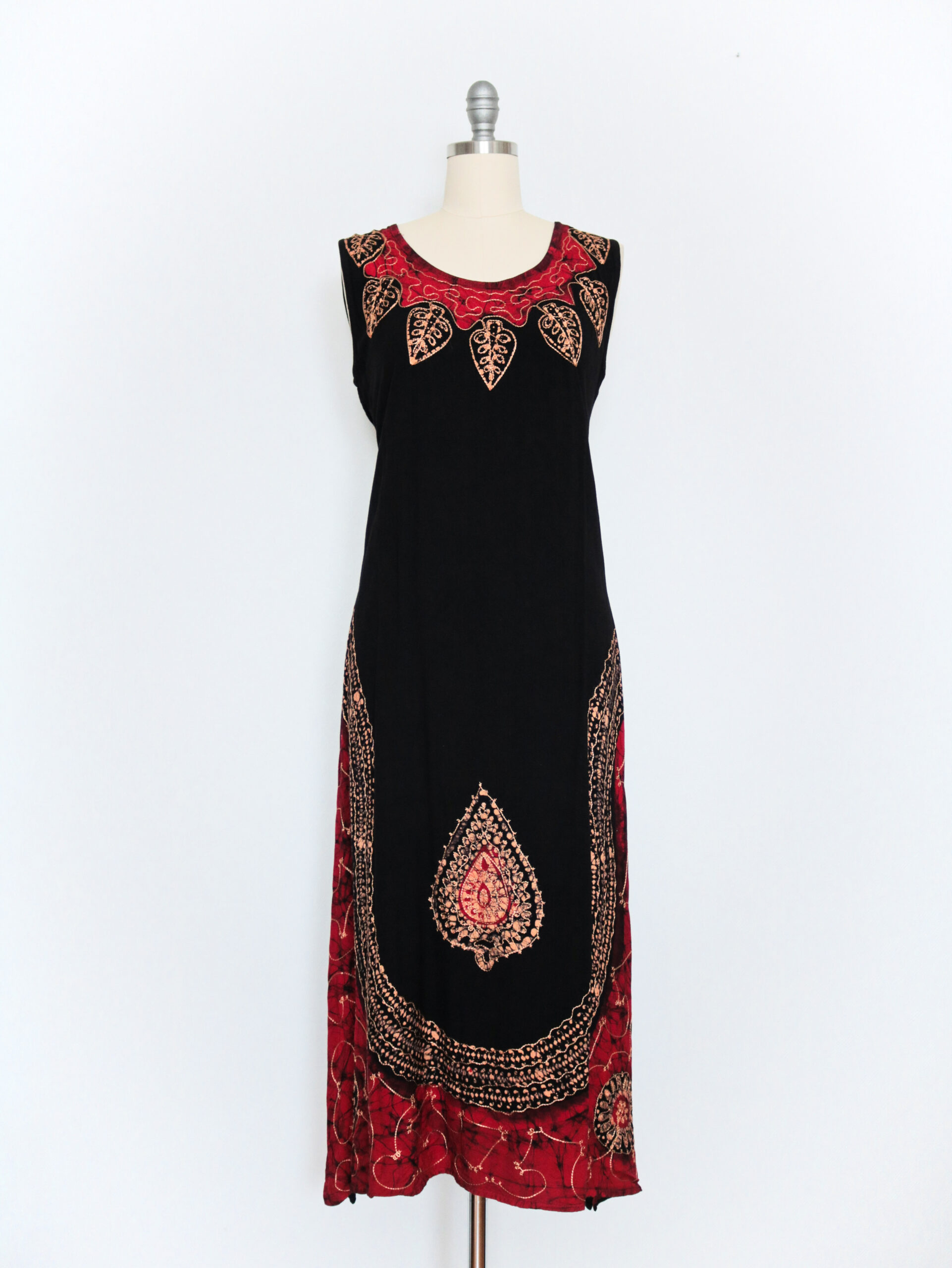 Vintage Chocolate Brown Tribal Sleeveless Maxi Dress-1