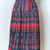 Vintage Multi-colored Floral Paisley Pleated Skirt- Closeup
