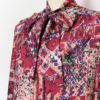 Vintage Multicolored Abstract Pussy Bow Blouse- Closeup