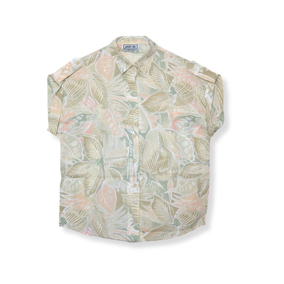 Vintage Multicolored Pastel Floral Blouse