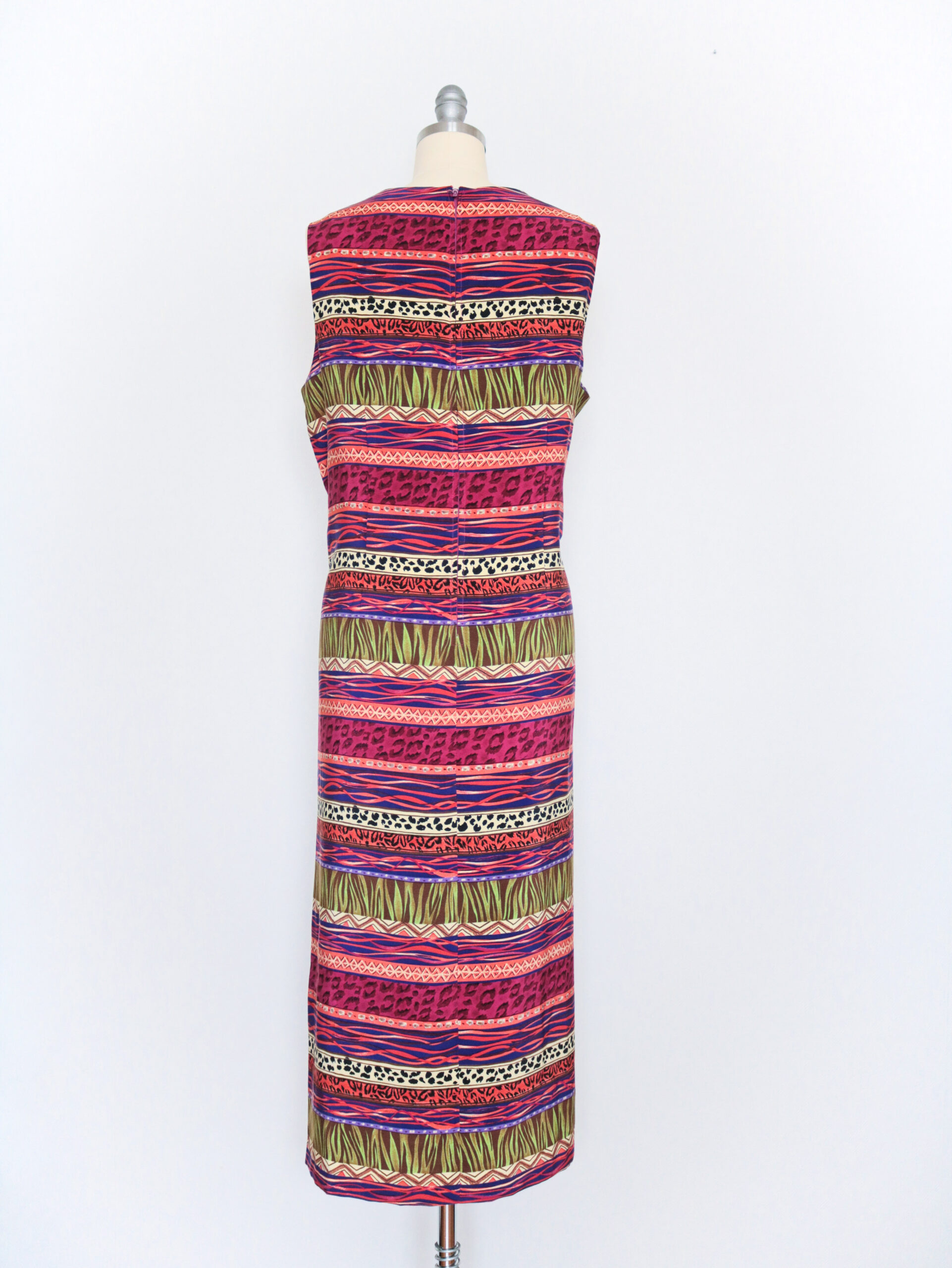Vintage Multicolored Tropical Animal Print Dress-3