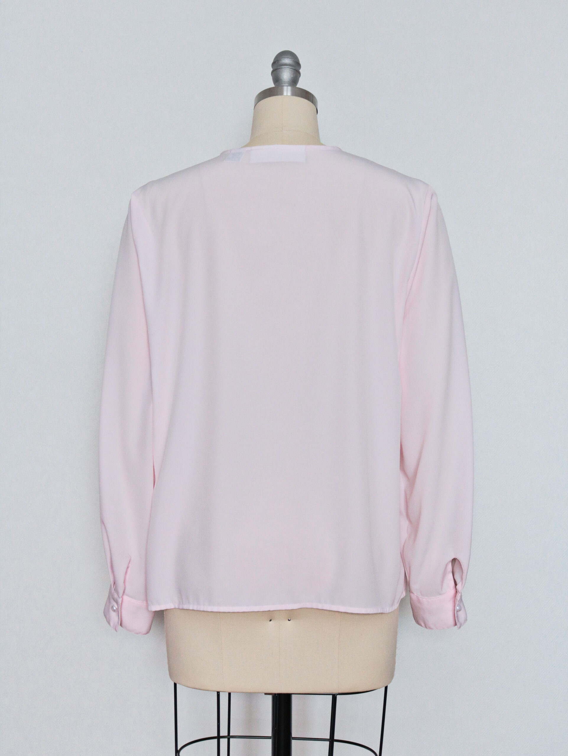 Vintage Pale Pink Cutout Embroidered Peter Pan Collar Blouse-3