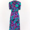Vintage Purple Turquoise Multicolored Floral Print Dress- Back