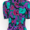 Vintage Purple Turquoise Multicolored Floral Print Dress- Closeup