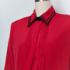 Vintage Red Black Embroidered Collar Blouse-Closeup