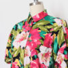 Vintage Tropical Hibiscus Print Short Sleeve Shirt- Closeup