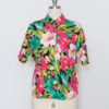 Vintage Tropical Hibiscus Print Short Sleeve Shirt- Front