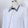 Vintage White Black Embroidered Collar Blouse- Closeup