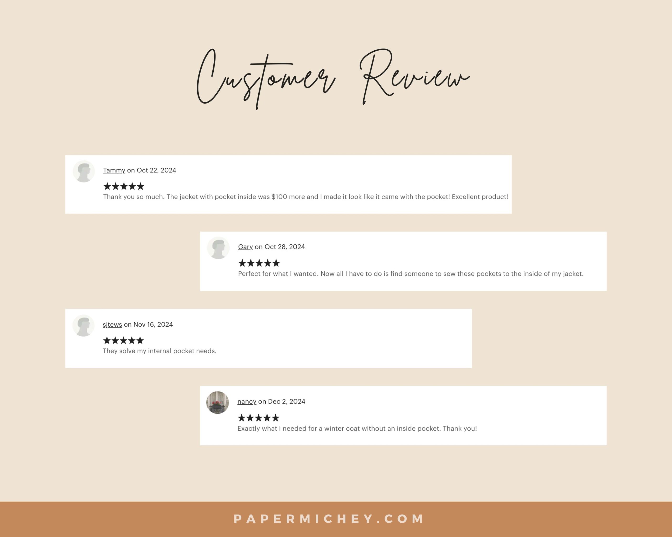 Customer Review Custom Add On Inside Jacket Pocket-Paper Michey